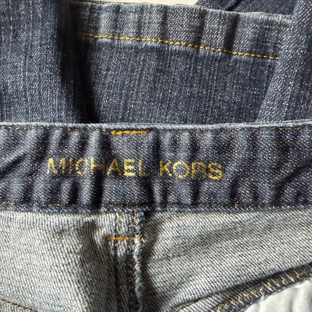 Michael Kors Flare Jeans Blue Studded Flap Pocket Y2K Western Moto Size 10
